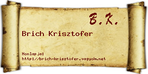 Brich Krisztofer névjegykártya